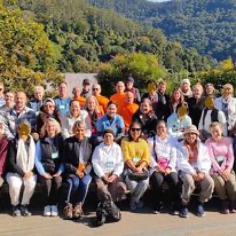 Retreat participants together outdoors