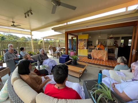 Friends of the centre gathered on the veranda