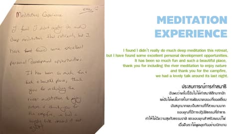 “It has been so much fun and such a beautiful place… thank you for including the river meditation.”